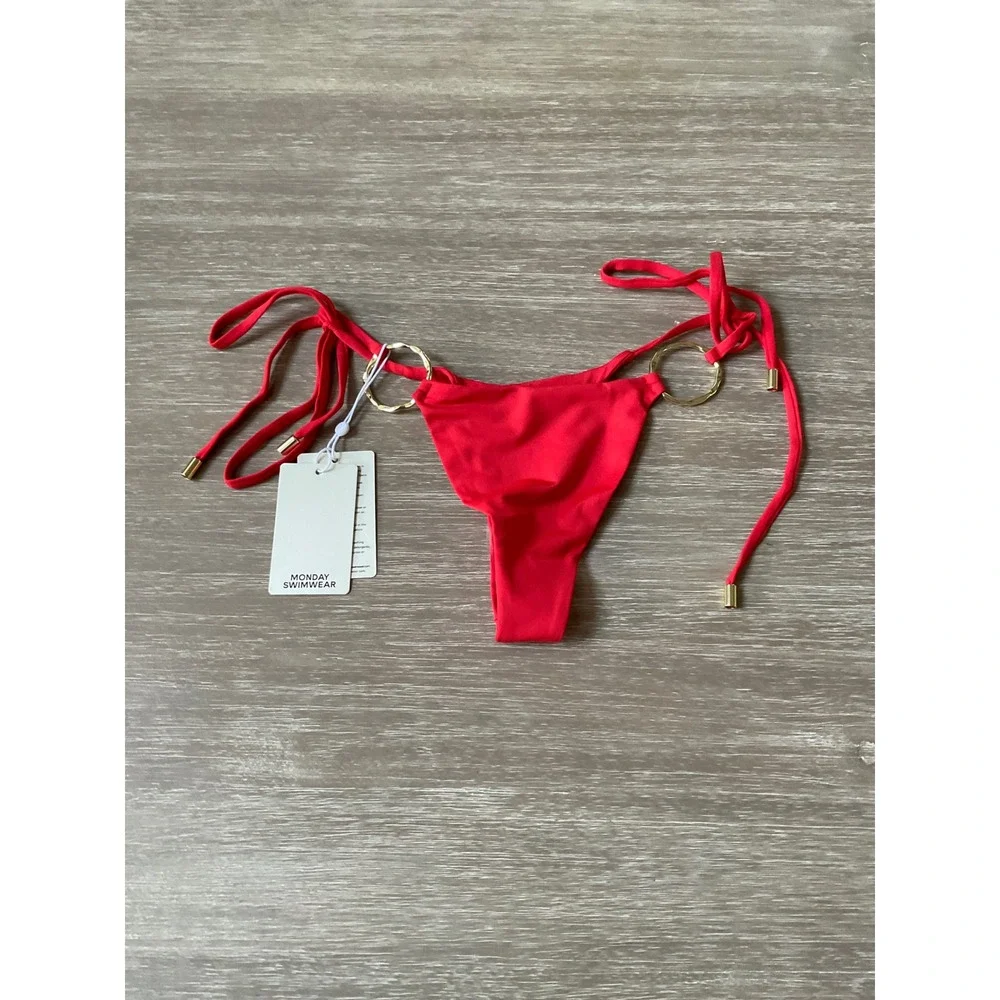 Monday Swimwear Cannes Bottom Chili Pepper Red Small New With Tags